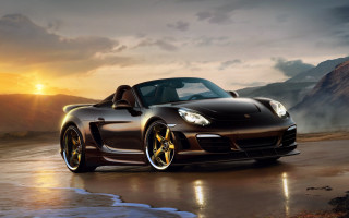 Black sports car wet road 3 - a wet road free wallpaper