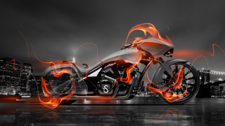 Motorcycle flames city blackwhite digital - flame free wallpaper for desktop