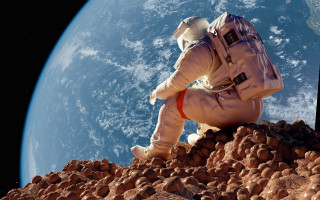 Astronaut rocks earth space aurora - a pile of rocks free wallpaper