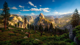Mountain landscape forest river sky - ansel adams free wallpaper