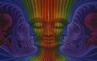 Man skull rainbow roses painting - a skull free wallpaper