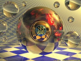 Sphere bubbles checkerboard blue white - caustic free wallpaper