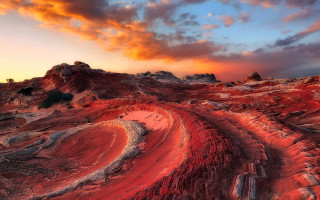 Red mountain sunset clouds forest - amir zand free wallpaper
