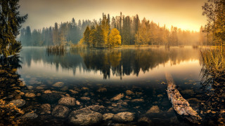 Lake canoe autumn magic matte - a canoe free wallpaper