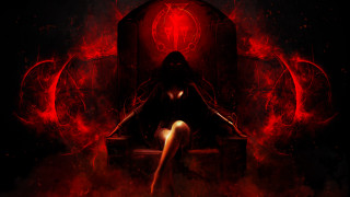 Gothic woman throne red smoke - a throne free wallpaper