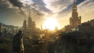 Man field city sunset bird - dark soul free wallpaper