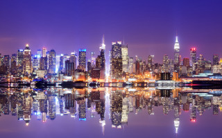 Tokyo skyline night reflections bridge - ashcan school free wallpaper