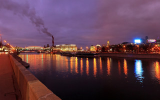 River bridge cityscape night lights - a few building free wallpaper