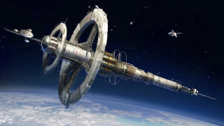 Space station earth space shuttle - a space station in the middle of the earth free wallpaper