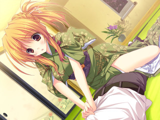 Girl laying bed knife hand - a green wall free wallpaper