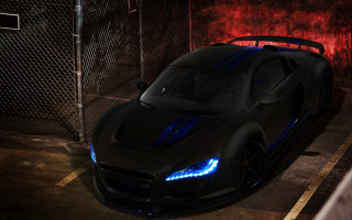 Black sports car blue lights 12 - a chain link fence free wallpaper