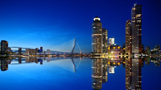 City skyline bridge river night 103 - a reflection free wallpaper