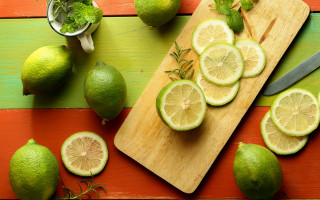 Cutting board limes knife mint - cutting free wallpaper