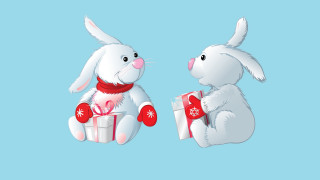 White rabbits gifts naive art - a red box free wallpaper