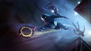 Futuristic man flying flashlight ring - a flashlight free wallpaper