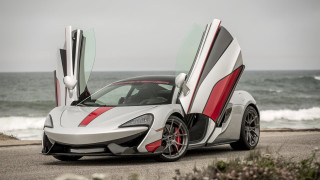White red sports car beach - andrew law free wallpaper