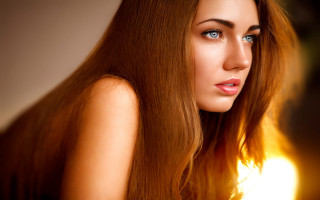 Woman longhair blueeyes photorealistic portrait 2 - a woman free wallpaper