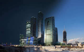 City skyline night snow constructivism - fedot sychkov free wallpaper