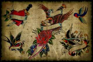 Tattoos rose birds heart paper - a piece of paper free wallpaper
