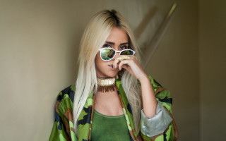 White hair sunglasses green coat - a green shirt free wallpaper