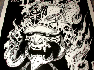 Mask dragon snake poster art - eishōsai chōki free wallpaper