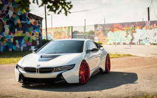 White car graffiti wall tree - a colorful wall free wallpaper