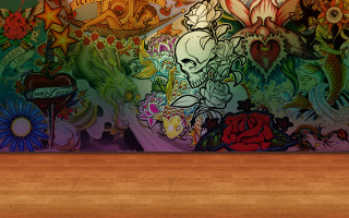Flower garden wooden floor table - a wooden surface free wallpaper