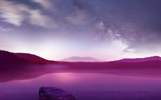 Purple sky lake mountains stars - the background and a star free wallpaper