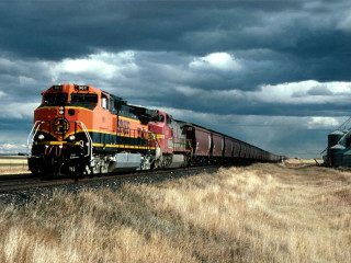 Train field clouds matte painting - dry free wallpaper