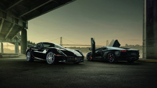 Black sports cars bridge sunset - andrew law free wallpaper