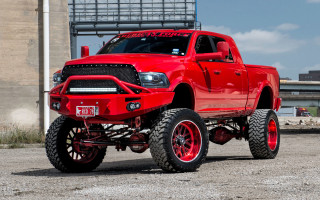 Red truck parking lot building 2 - a red truck free wallpaper