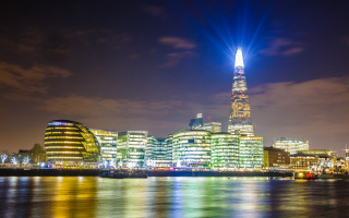 City skyline night light holography - christopher wren free wallpaper