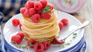 Pancakes raspberries berry rococo dessert - top of them free wallpaper