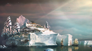 Iceberg lake city boat castle - the middle of a lake free wallpaper