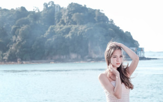Woman towel water hair beach - portrait photography free wallpaper for desktop