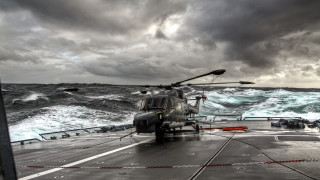 Helicopter ship ocean waves mountain - a ship in the ocean free wallpaper