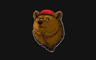 Bear redhat glasses character portrait - a bear free wallpaper