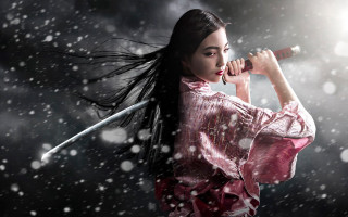 Chizuko yoshida pink dress snow - a pink dress holding free wallpaper