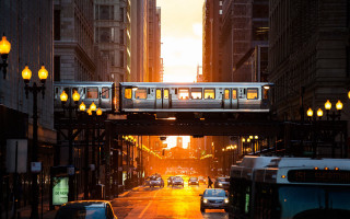 Subway bridge city sunset tokyo - traffic free wallpaper