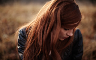 Red haired woman cellphone field - red hair free wallpaper for desktop