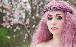 Pink hair flower wreath gothic - elinor proby adams free wallpaper