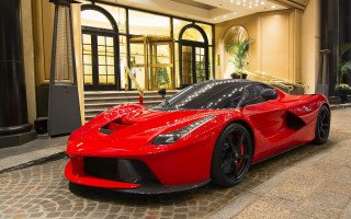 Red sports car building staircase 3 - matte finish free wallpaper for desktop