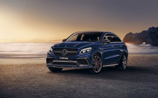 Blue mercedes beach desert sunset - private press free wallpaper