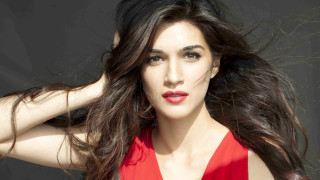 Woman red dress blowing hair 2 - the wind free wallpaper