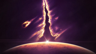 Space station star formation sky - orange glow free wallpaper