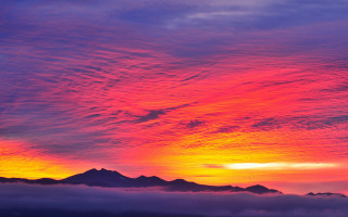 Colorful sunset clouds mountains plane - the sky above the clouds free wallpaper