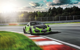 Green sports car race track 9 - a green sports car free wallpaper