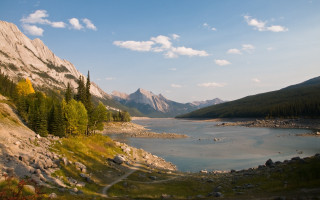Lake mountains trees sunny sky 3 - alexander brook free wallpaper