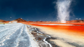 Large water steam mountain land - a large body of water free wallpaper