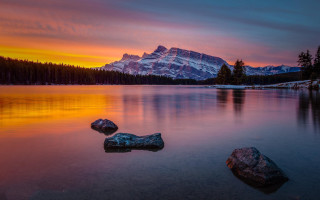 Mountain reflection lake sunset trees - anthony s waters free wallpaper